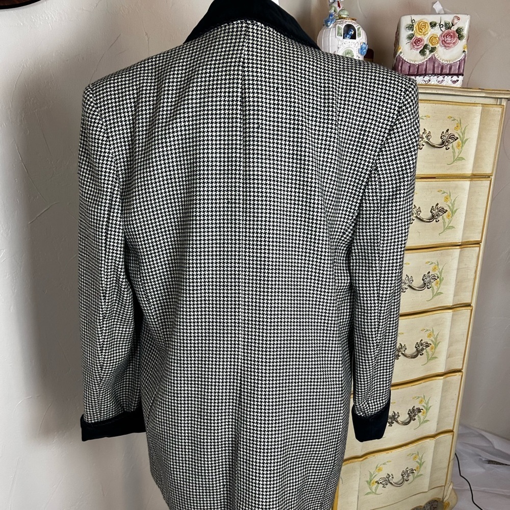 Oversize 90s Breeches Black & White Blazer Velvet Trim Size 12 - Picture 5 of 13